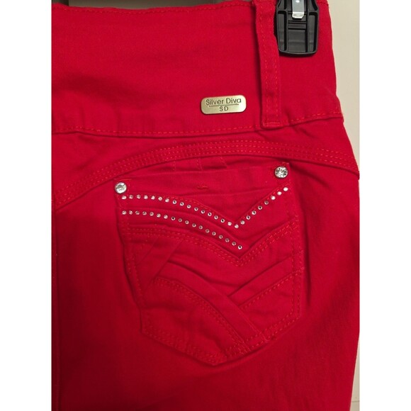 Silver Diva Colombian Butt Lift Push Up Red Skinny Jeans Size 9 High Waist Stret - Picture 3 of 9
